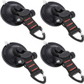 CONBOLA Suction Cup Hooks Heavy Duty 4 Pieces Car Camping Essentials Upgraded Tie Down Suction Cup Camper Accessories with Securing Hook Strong Power for RV Boat Window Glass Camping Trap.(4 pcs)