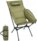 SUNNYFEEL Oversized High Back Padded Camping Chair, Portable Folding Outdoor Chair, Sturdy Camping Chair, Ultralight Compact Chair for Camping, Beach, Festival, Travel, Patio (Army Green)