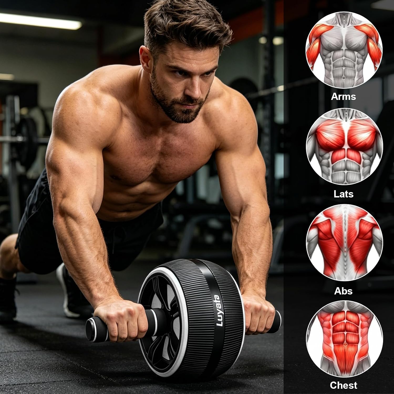Ab Roller Wheel, 10-In-1 Ab Exercise Wheels Kit with Resistance Bands, Knee Mat, Jump Rope, Push-Up Bar - Home Gym Equipment for Men Women Core Strength & Abdominal Exercise