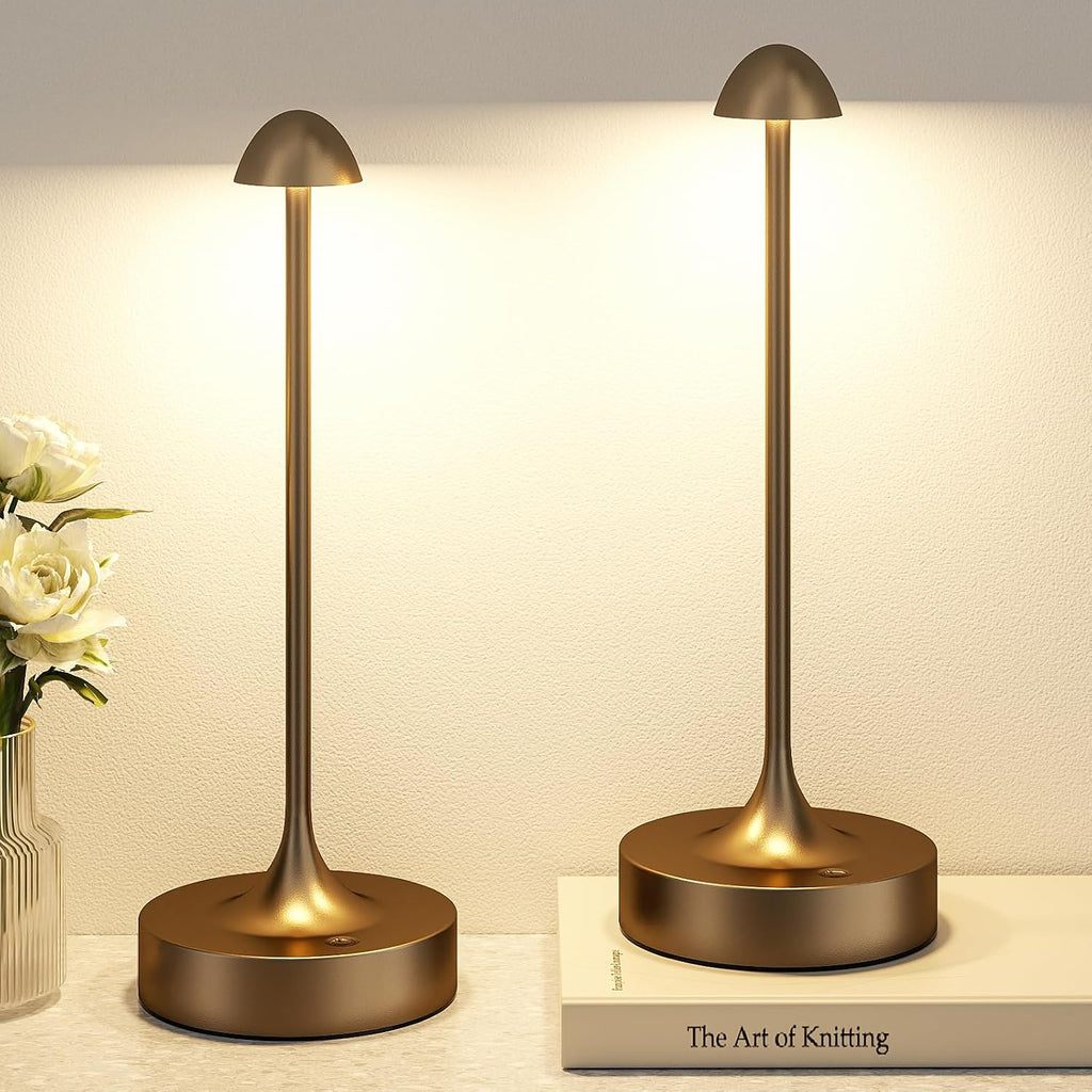 Kakanuo Rechargeable Cordless Table Lamp, Battery Operated Lamps, 3-Color Stepless Dimming, Portable Wireless Desk Lamp, LED Lighting for Dining Room, Restaurant, Office, Bar, Home(Brown 2 Pack)