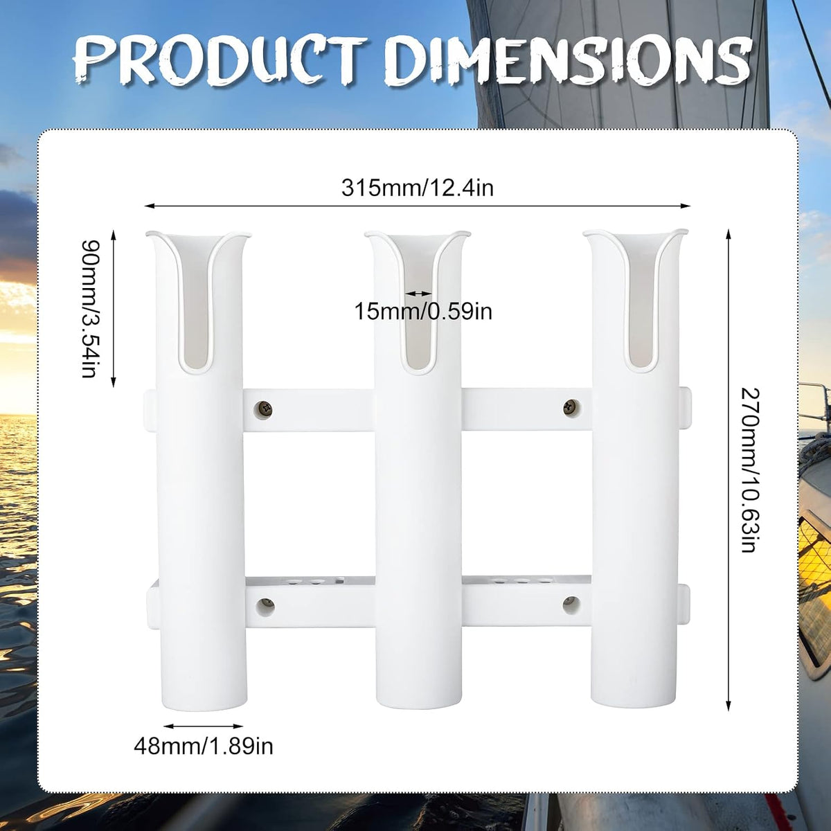 Shappy Fishing Rod Holders Wall Mounted Rack for Boat Garage, White