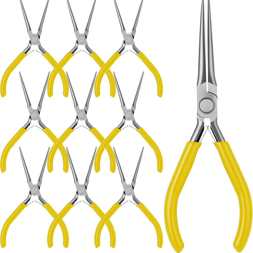 10 Pcs Mini Needle Nose Plier Bulk Jewelry 6 '', Yellow