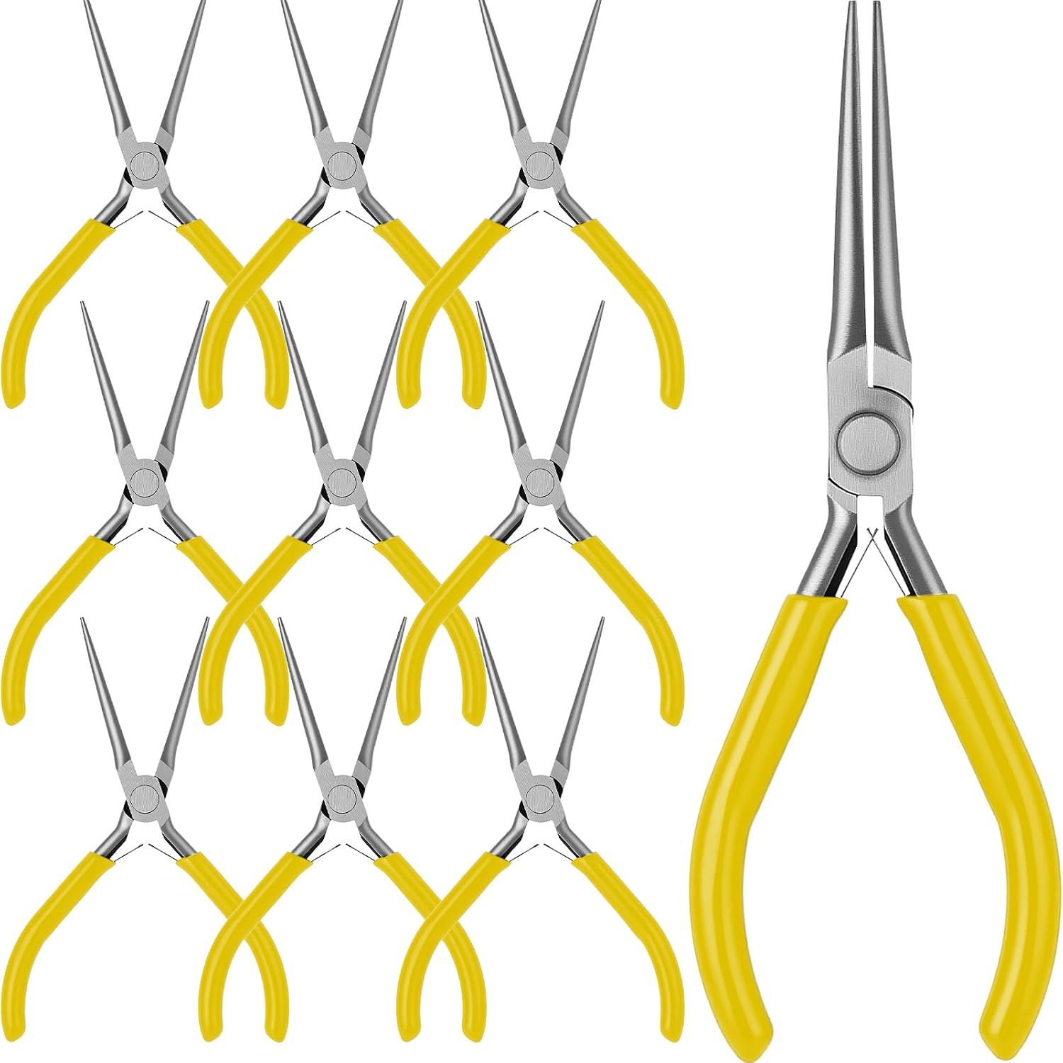 10 Pcs Mini Needle Nose Plier Bulk Jewelry 6 '', Yellow