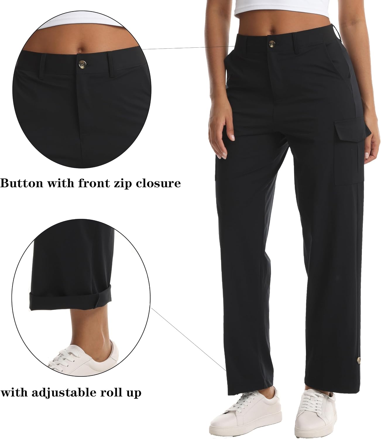 Women's Lightweight Hiking Work Cargo Pants with 5 Pockets Outdoor