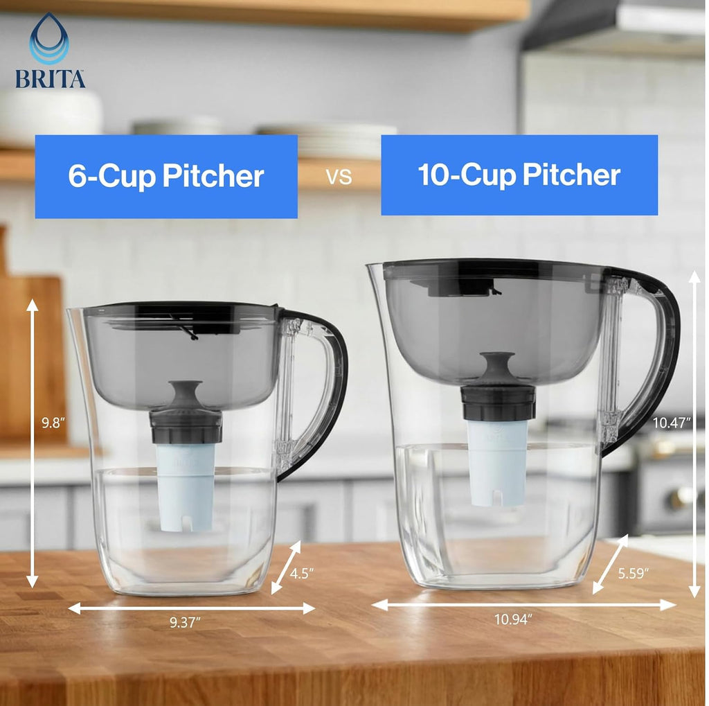 Brita Small 6 Cup Water Filter Pitcher, 1 BritaPlus Filter, Stone Blue