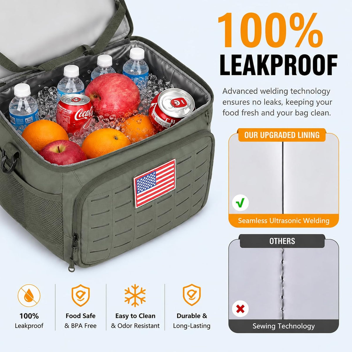 Goloni Lunch Box for Men & Women, Small Cooler Soft Thermal Leakproof Bag with Shoulder Strap, Multi-Pockets for Picnic, Beach, Camping