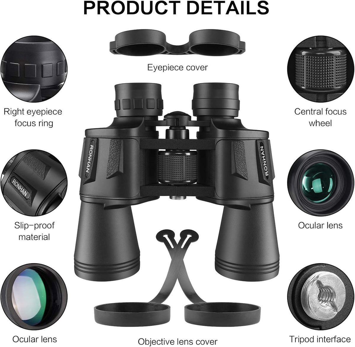 RONHAN 20×50 Binoculars for Adults High Powered with Carrying Case & Strap