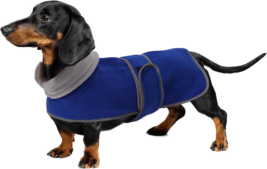 Geyecete Dachshund Sweaters - Dachshund Dog Jacket, Winter Coat with Padded Fleece Lining, High Collar, Adjustable Sizes - Green - M