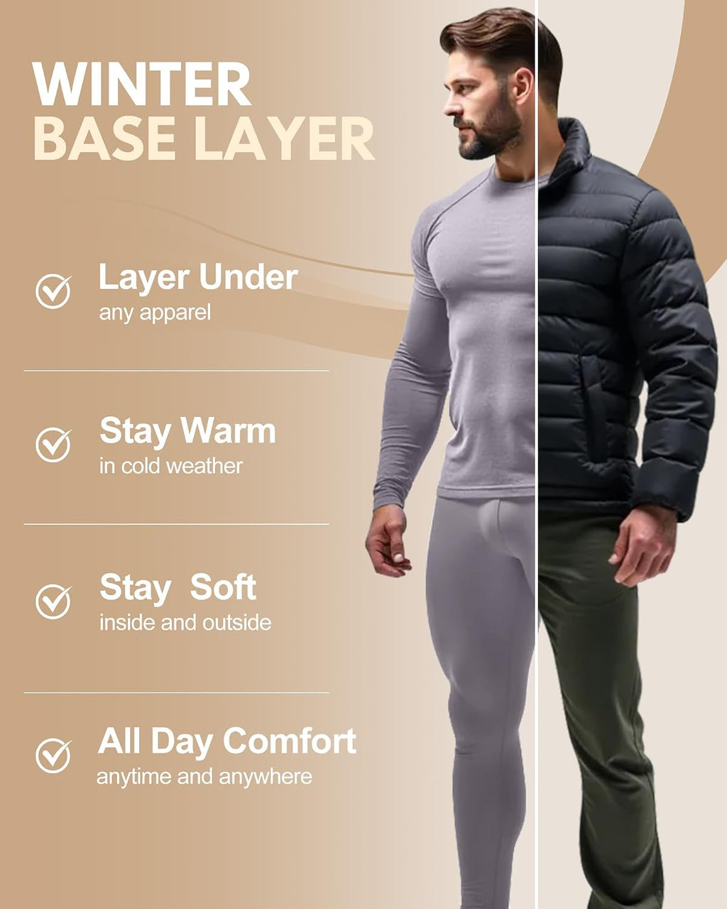 Thermal Underwear for Men Long Johns Base Layer Winter Set