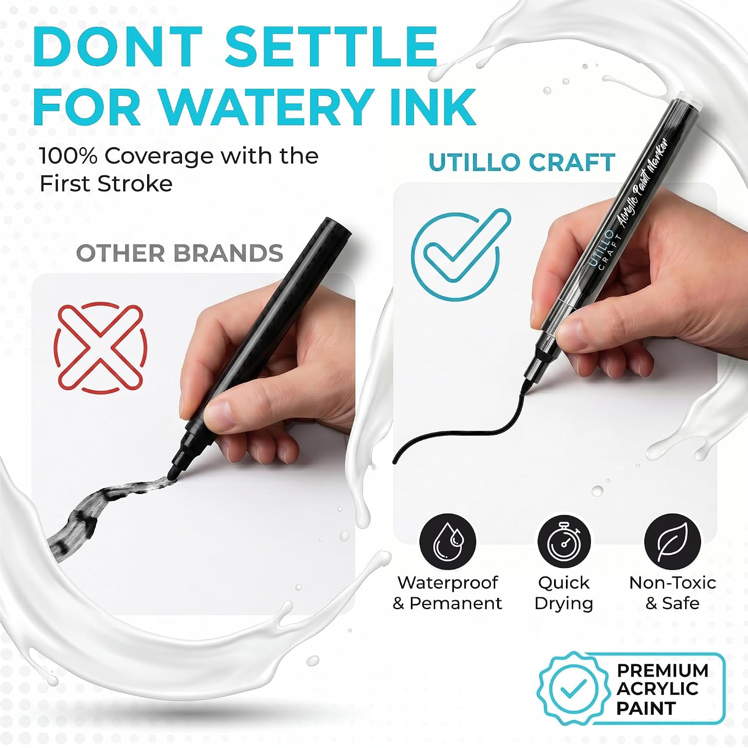 Utillo Craft Black Paint Pen (8-Pack), 0.7mm Extra Fine Black Paint Markers