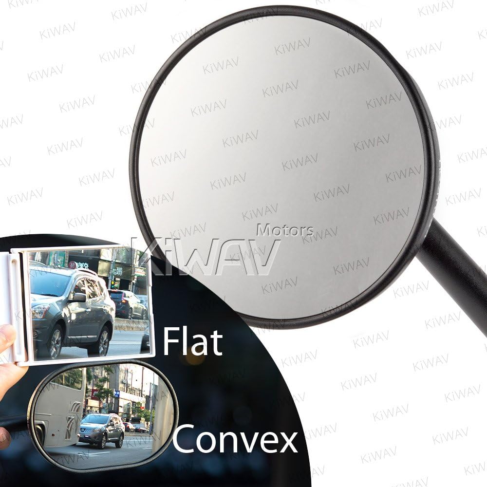KiWAV Motorcycle Mirrors Aluminum Retro 4 Inches Round Matte Black Convex 10mm 5/16 Inches Bolts Pack of a Pair