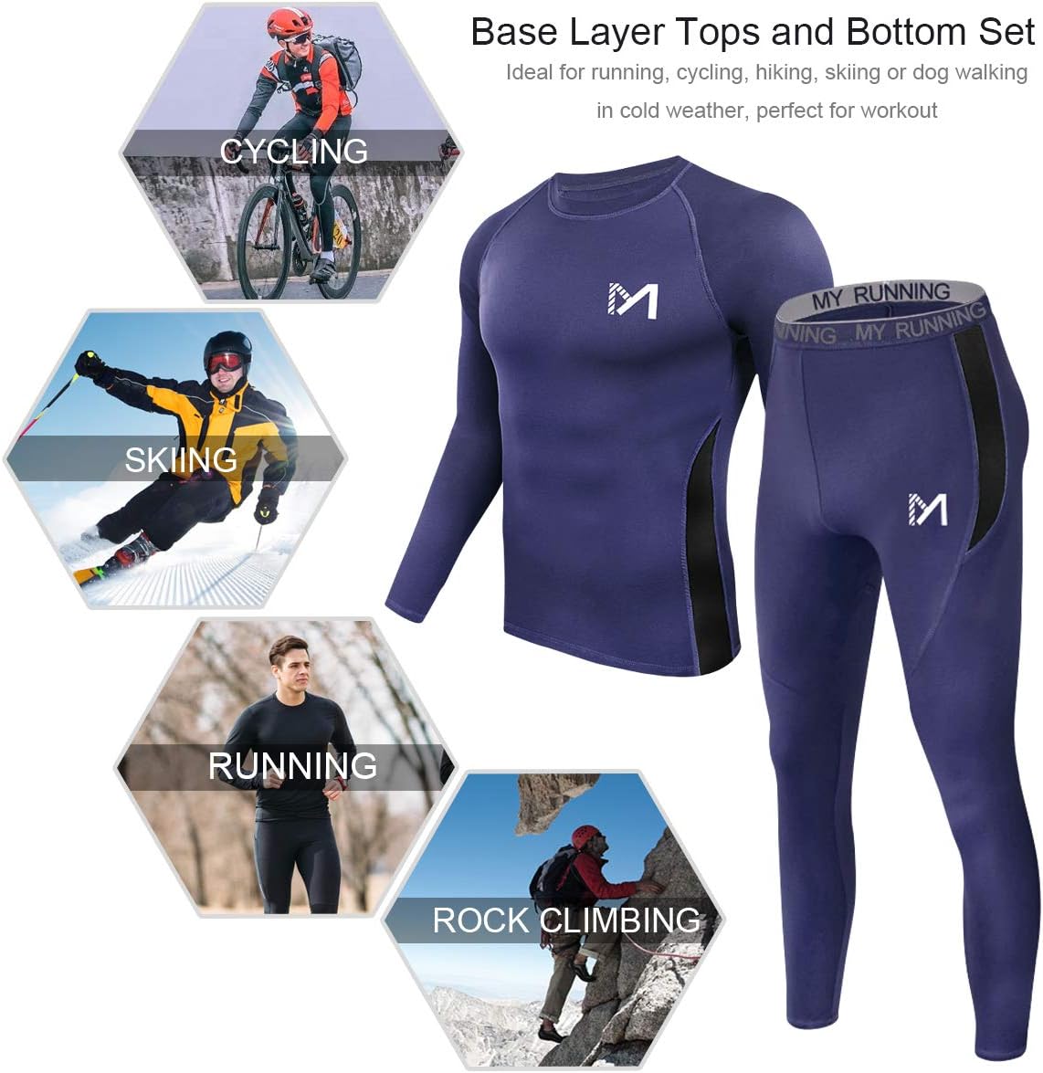 MEETYOO mens Men's Thermal Underwear Set Sport Long Johns Base Layer