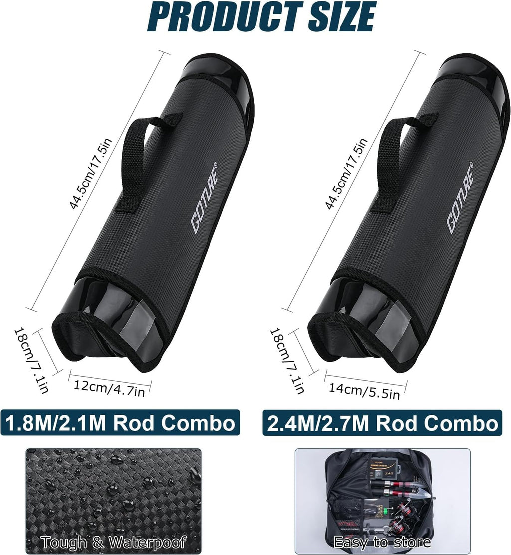 Goture 2-Pack Fishing Rod and Reel Combo with Carrier Bag,1.8M-2.7M
