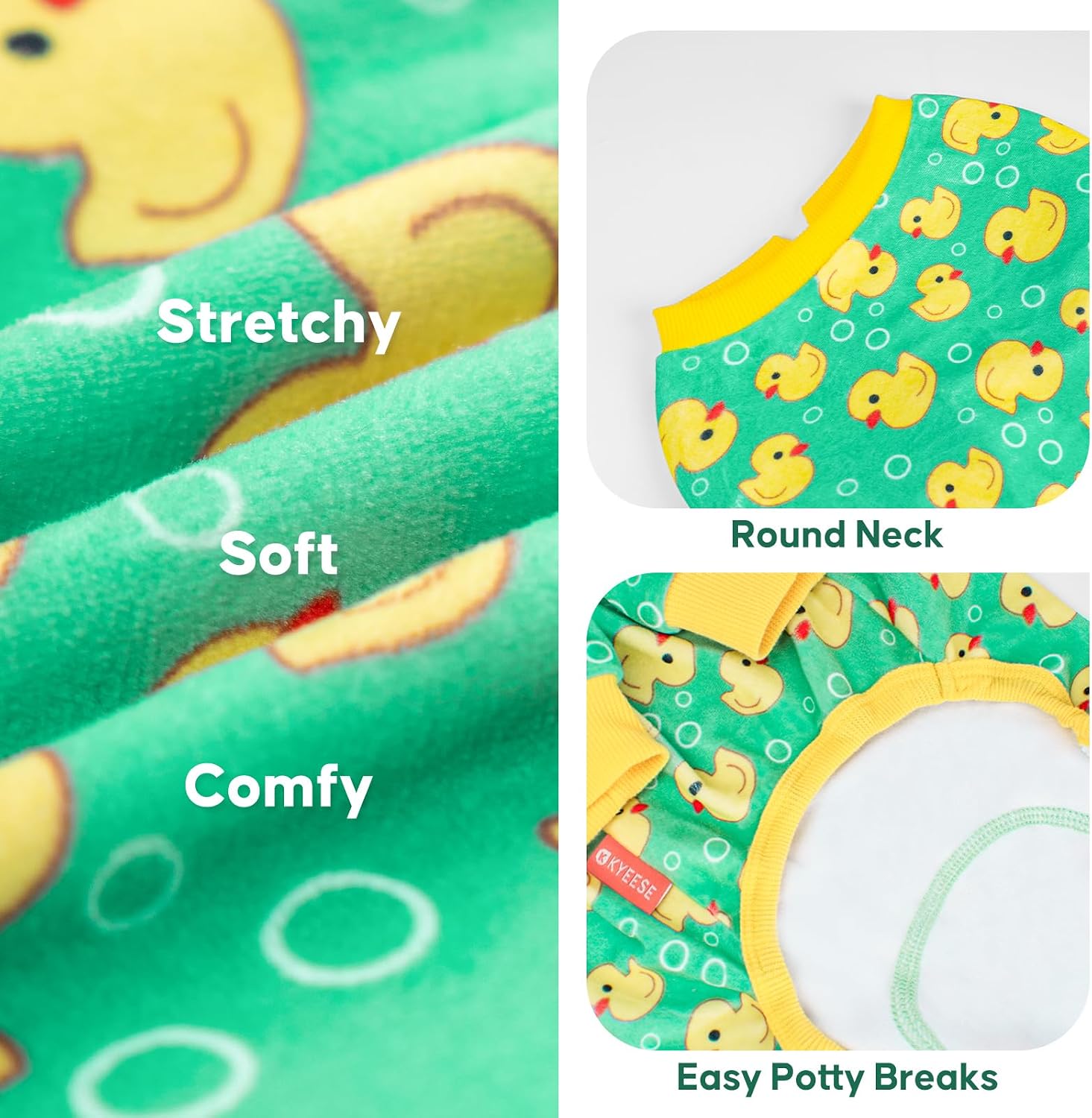 KYEESE Velvet Dog Pajamas for Small Dogs Soft Onesie Shirt, Yellow Duck
