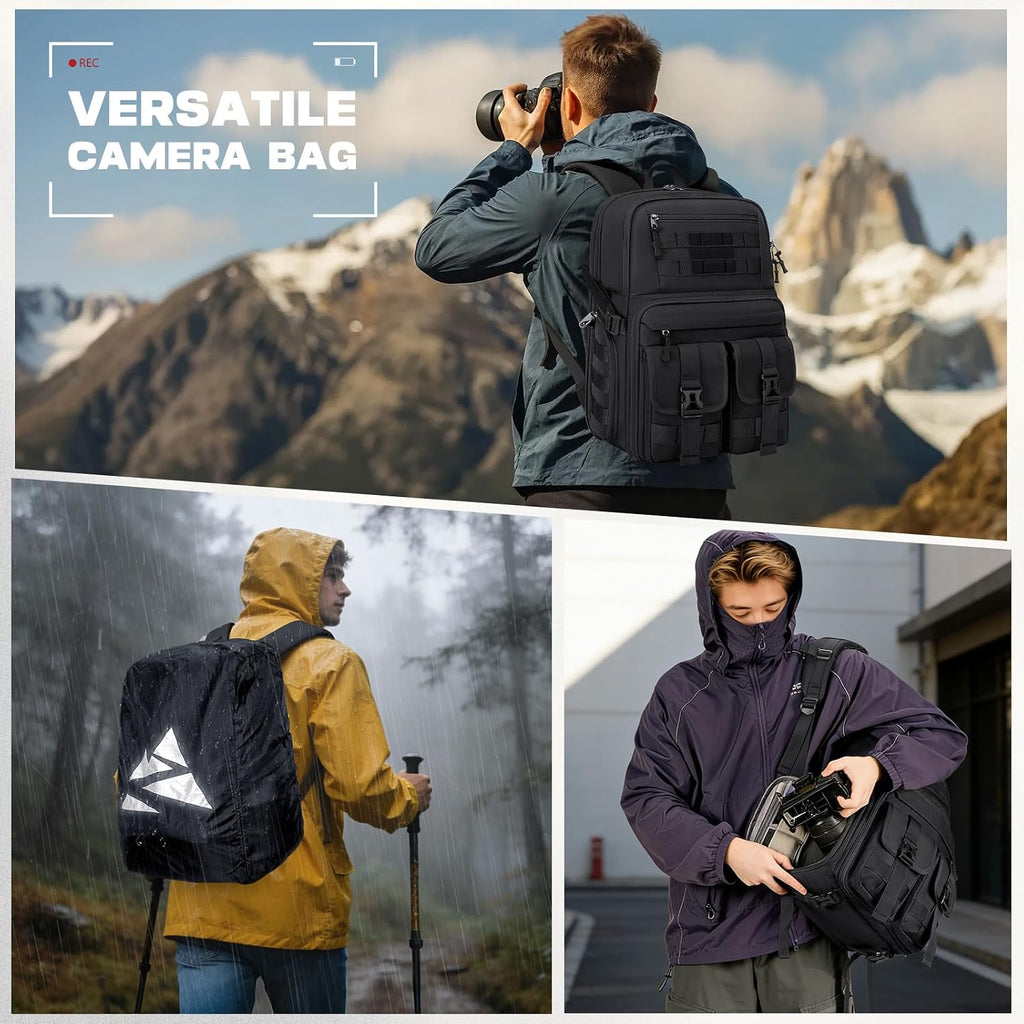 RAINSMORE Camera Backpack, DSLR/SLR/Mirrorless Camera Bag for Photographers