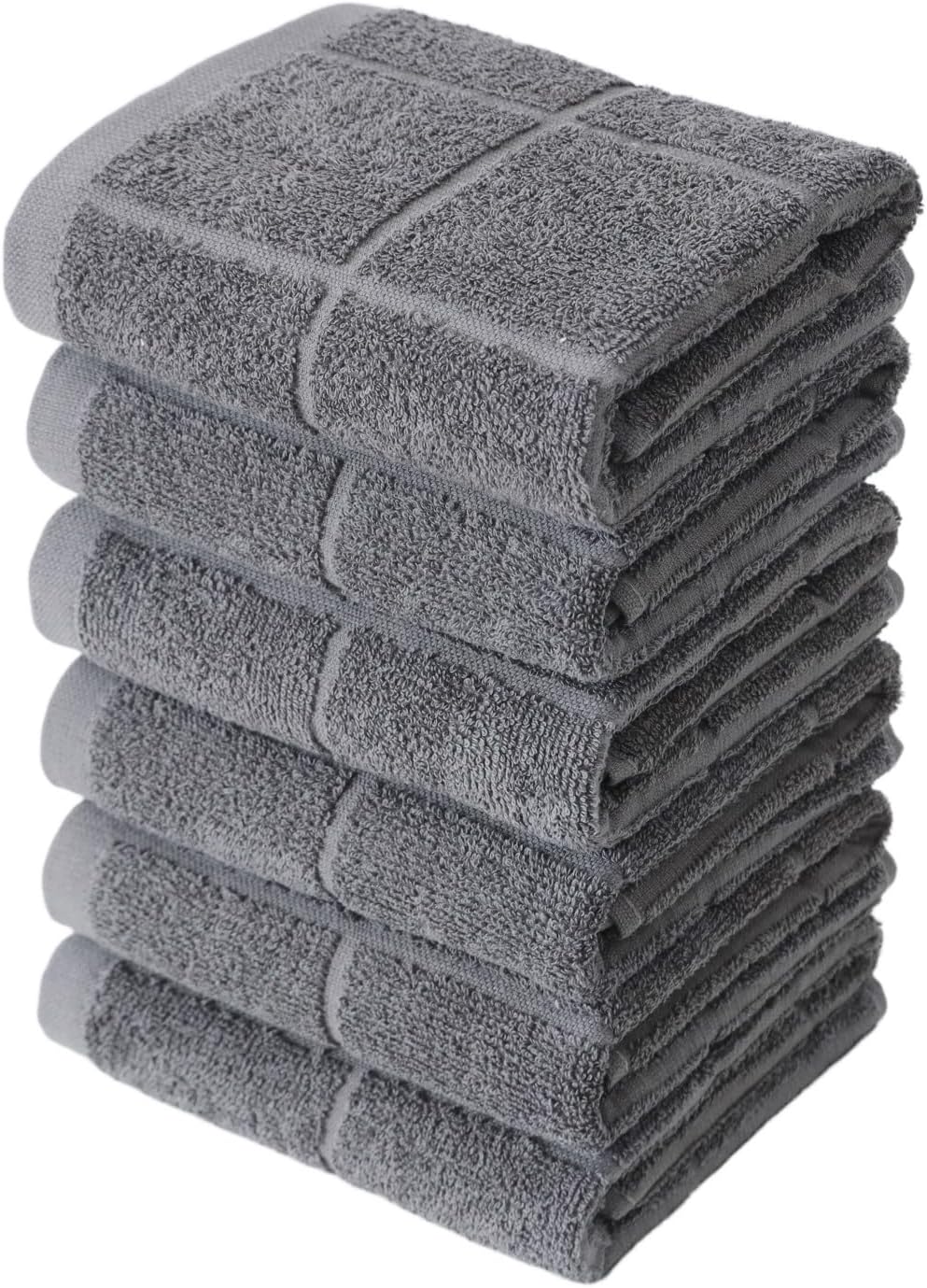 Glynniss Kitchen Towels Pack of 6, Dish Towles for Kitchen Drying, Cotton Kitchen Hand Towels (Grey, 15x25 inches - 6pcs)