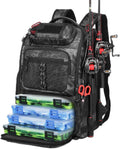 Fishing Tackle Backpack,Tackle Bag with 2 Rod Holders,Water-Resistant Large Storage Fishing Gear and Equipment (B-Black Camo)