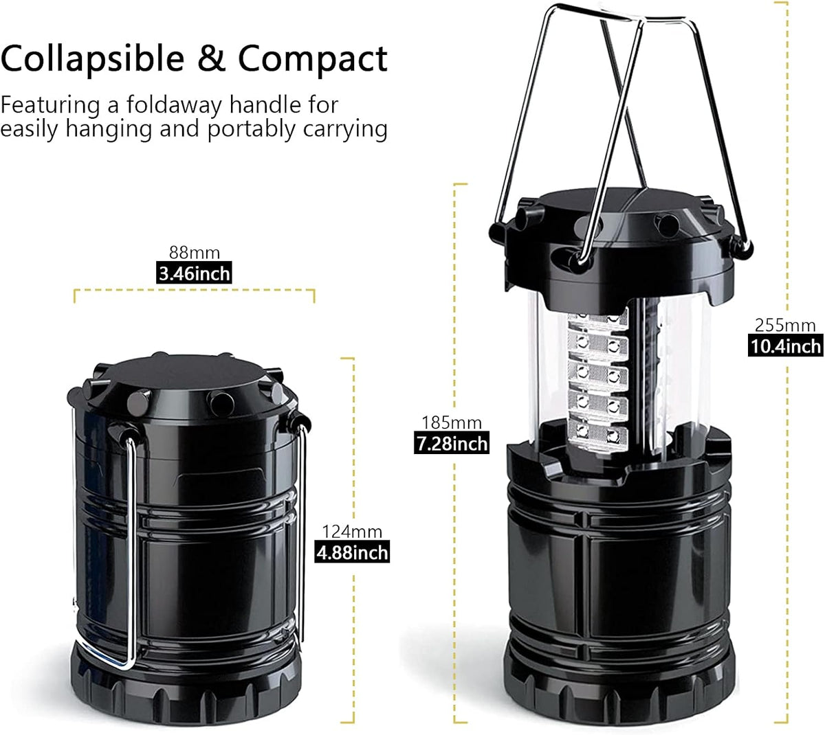 Camping Lantern, 4 Pack Brightness Adjustable LED Camping Lights, Collapsible IPX4 Waterproof Survival Lanterns for Power Outages, Home Emergency, Camping, Hiking, Hurricane