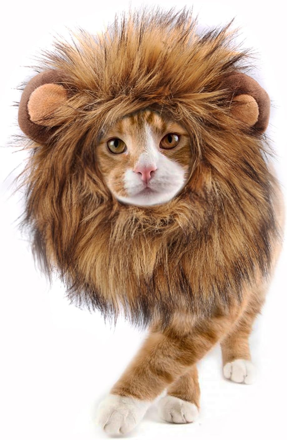 Onmygogo Lion Mane Wig for Cats and Dogs, Funny Pet Cat Costumes for Halloween Christmas, Furry Pet Clothing Accessories