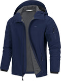 33,000ft Men's Hooded Fleece Lined Rain Shell Jacket Waterproof Lightweight