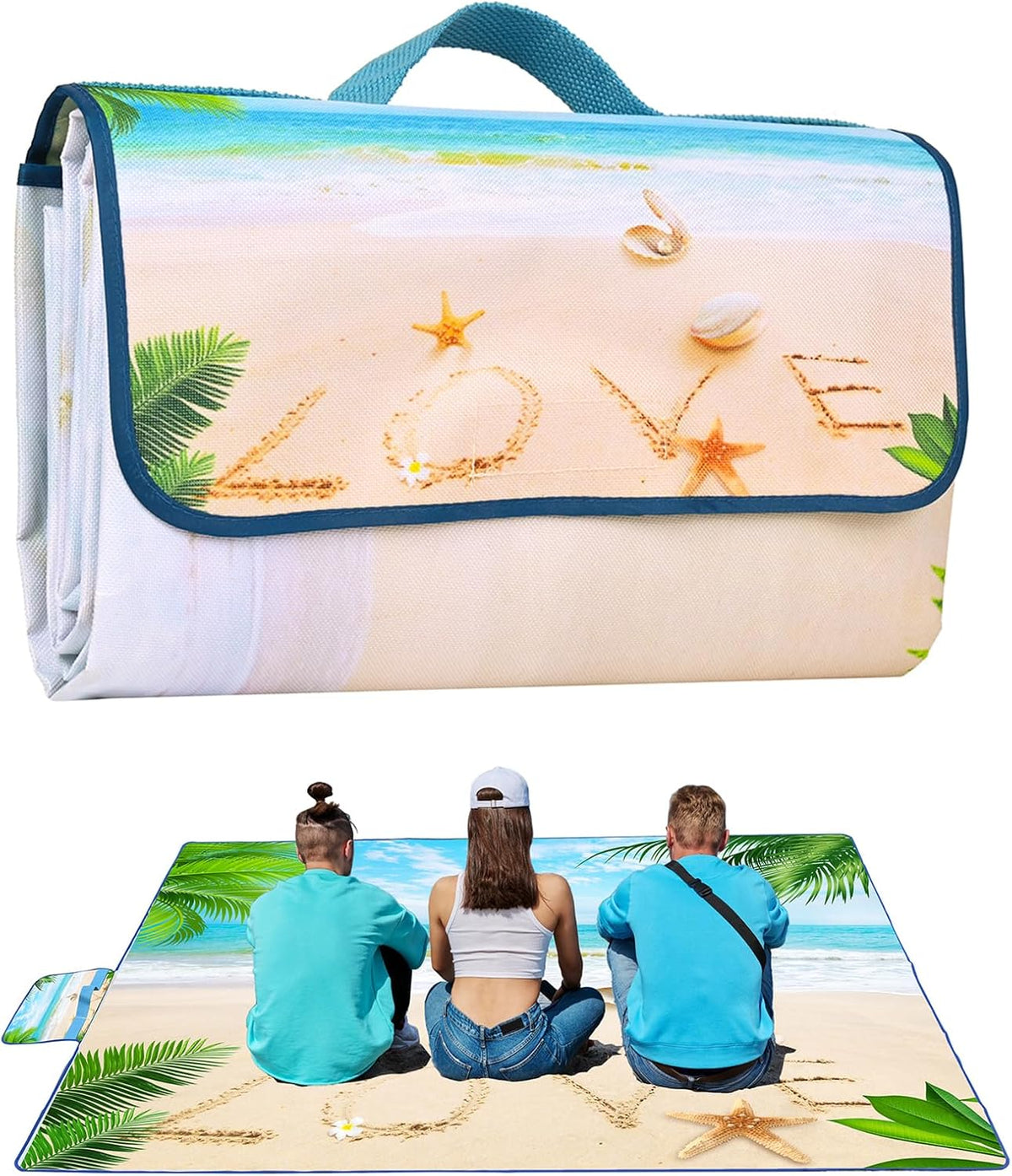 DanCoom Picnic Blanket, Foldable Waterproof Sand Mat, Extra Large Picnic Blanket Outdoor Picnic Mat Beach Blanket for Park Grass Camping Hiking Travel Family Concerts
