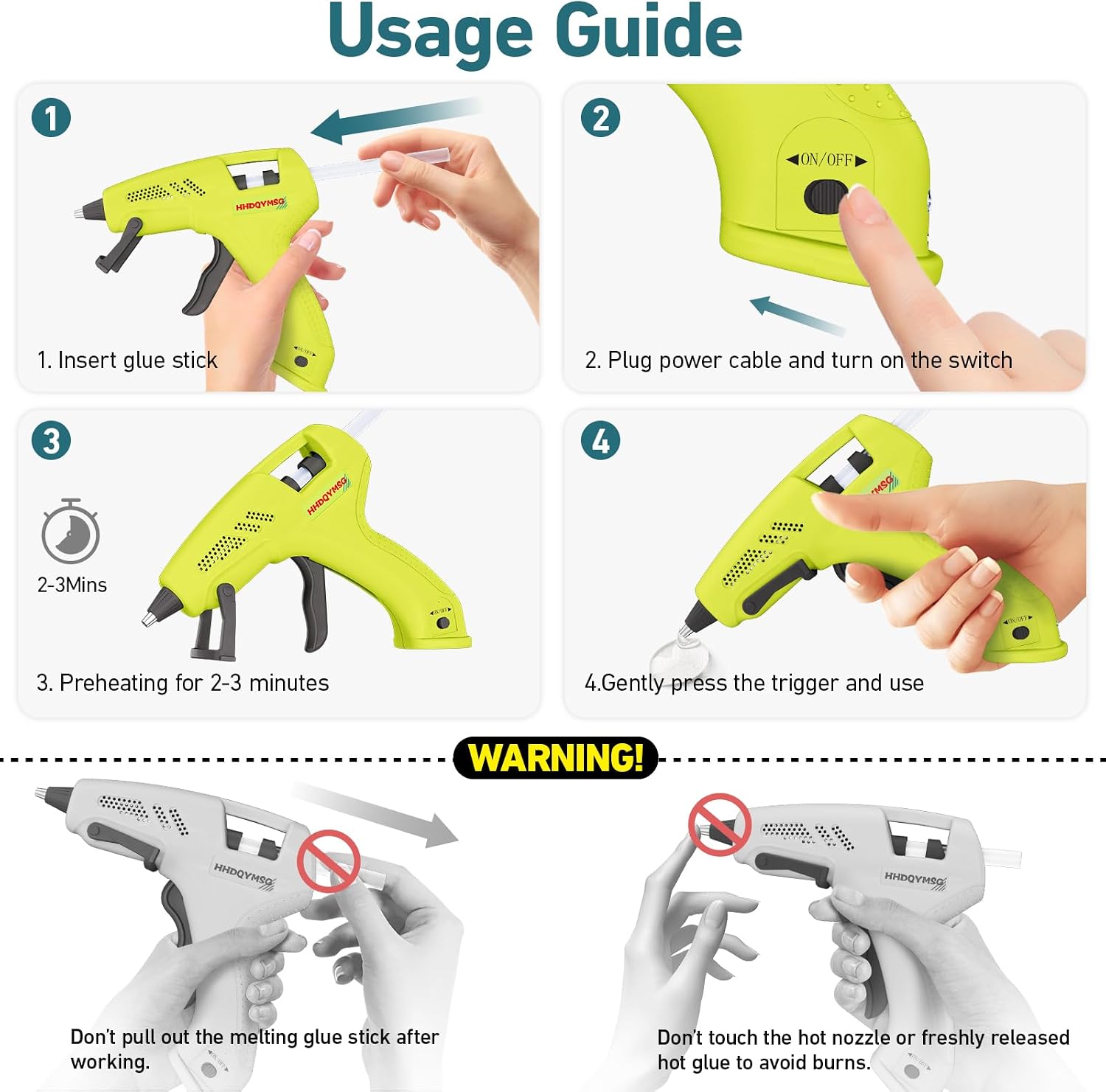 Cordless Hot Glue Gun, 20W Hot Glue Gun with 30PCS Premium Glue Sticks & 1m USB-C Cable, 2000mAh Built-in Battery Suitable for School Craft, Home Repair, DIY (Cordless) (Green)