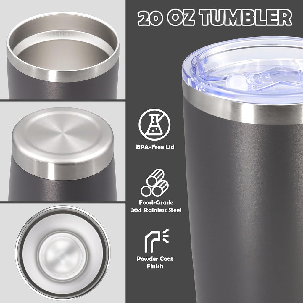 20oz Tumbler Stainless Steel Tumbler Coffee Tumbler with Lid Grey, 8P