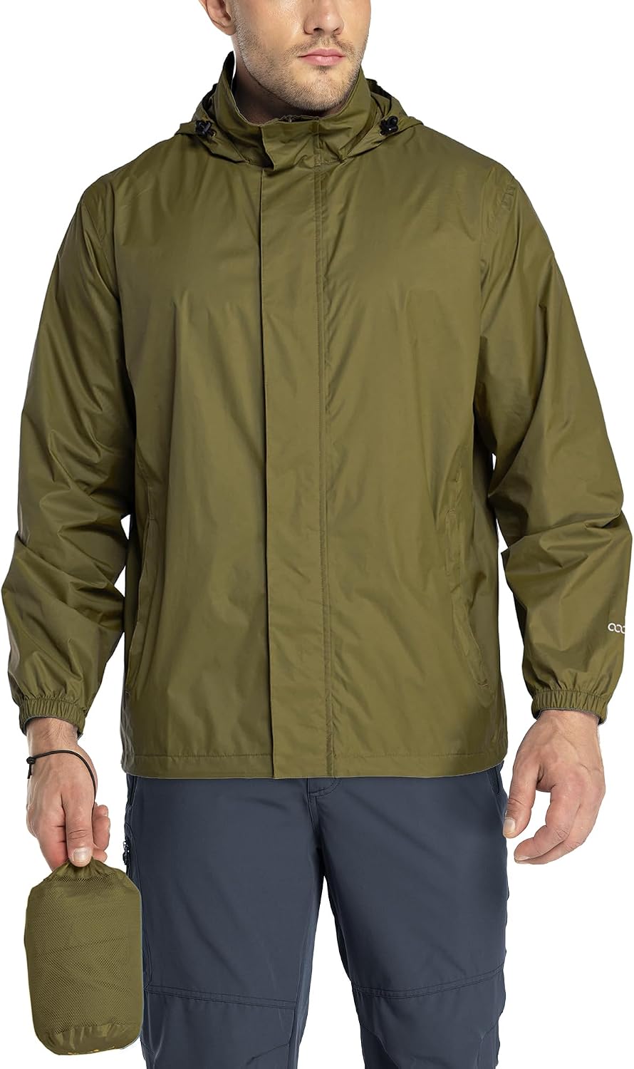 33,000ft Men's Packable Rain Jacket Lightweight Waterproof Golf Raincoat
