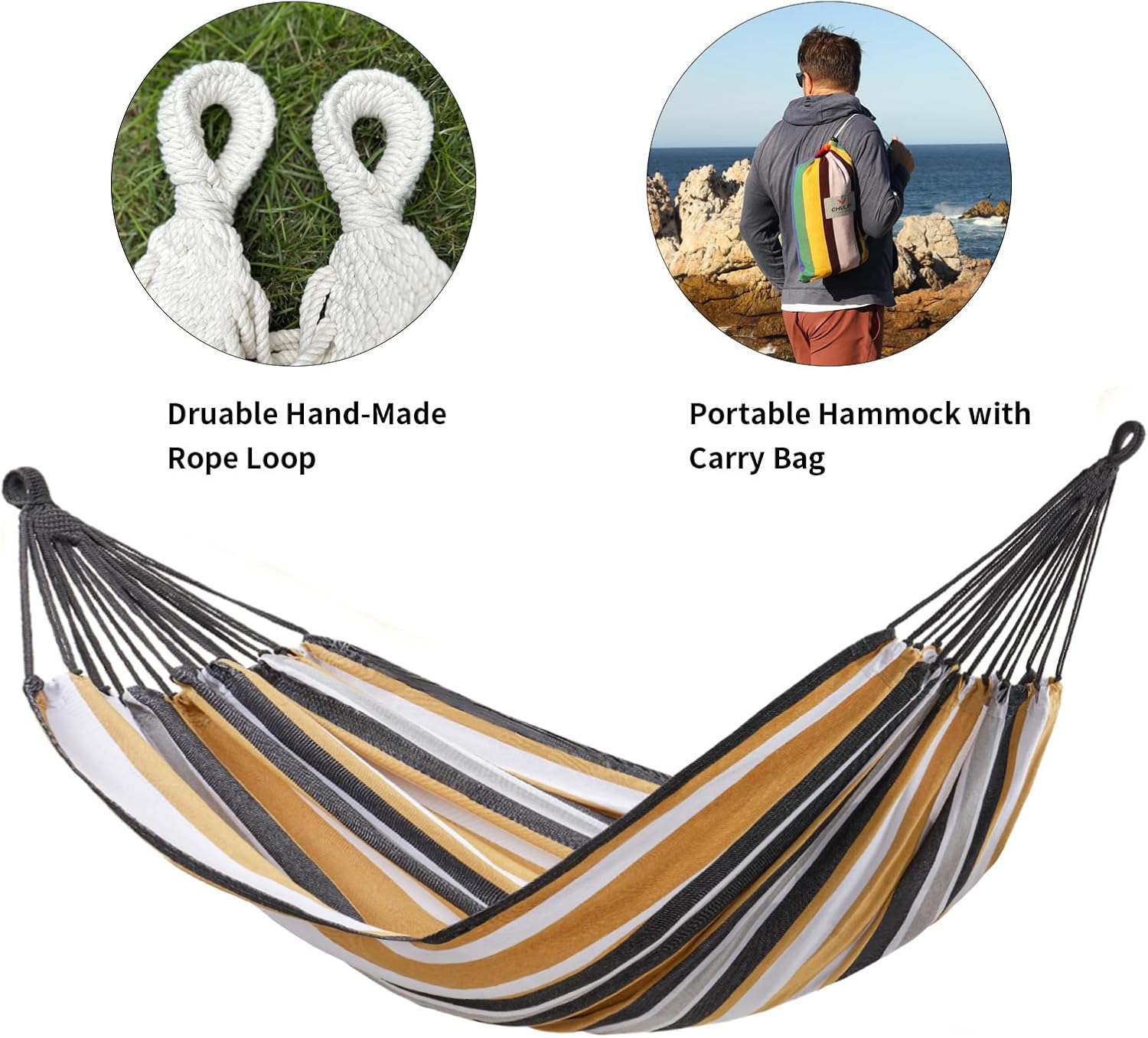 Brazilian Double Hammock with Tree Straps, Extra Large, 450 lbs Capacity