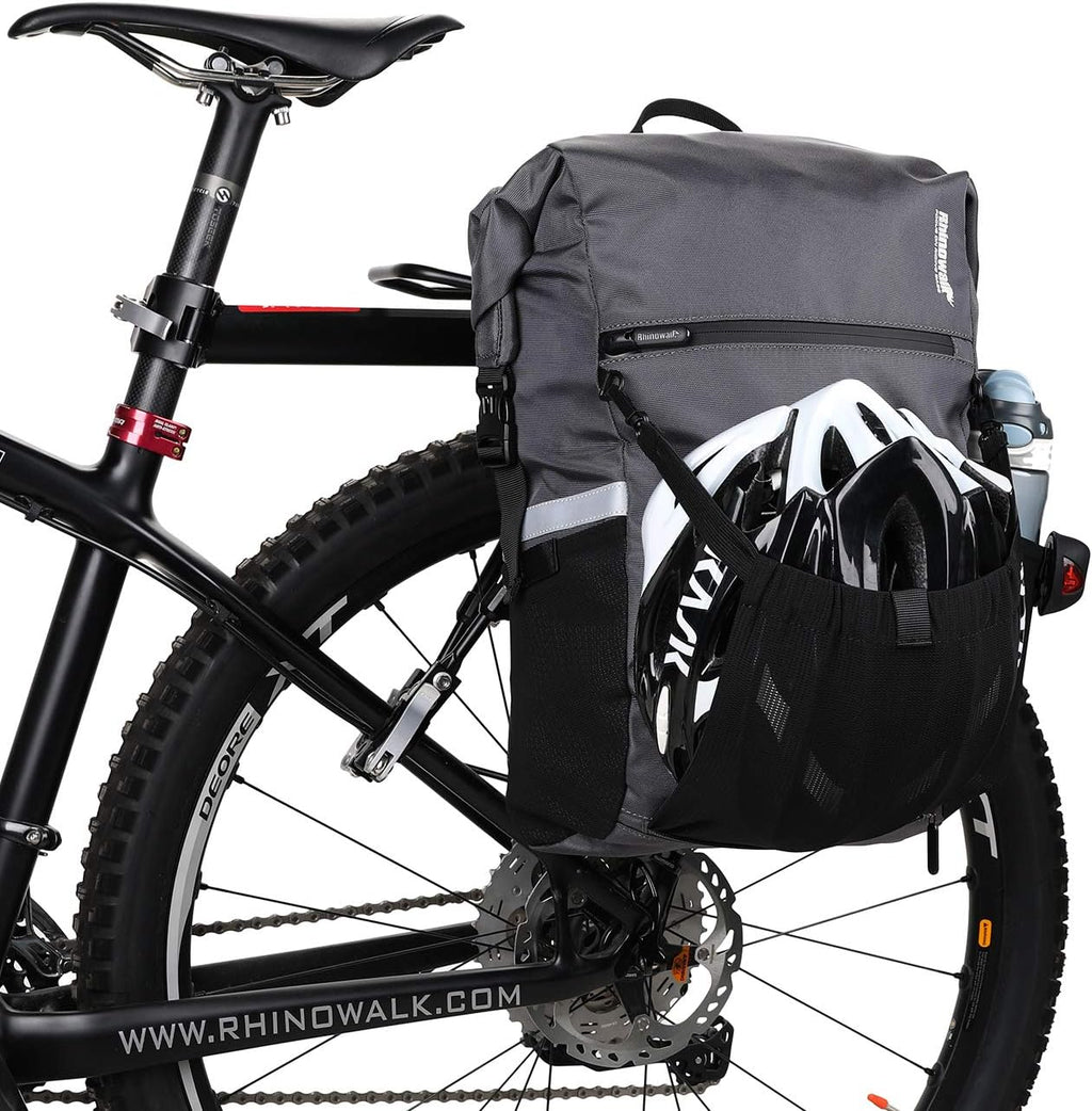 Rhinowalk Bike Pannier Bag Bicycle Bag Convertible Pannier Backpack Shoulder Bag Laptop Pannier Travel Bag Professional Cycling Accessories-Black