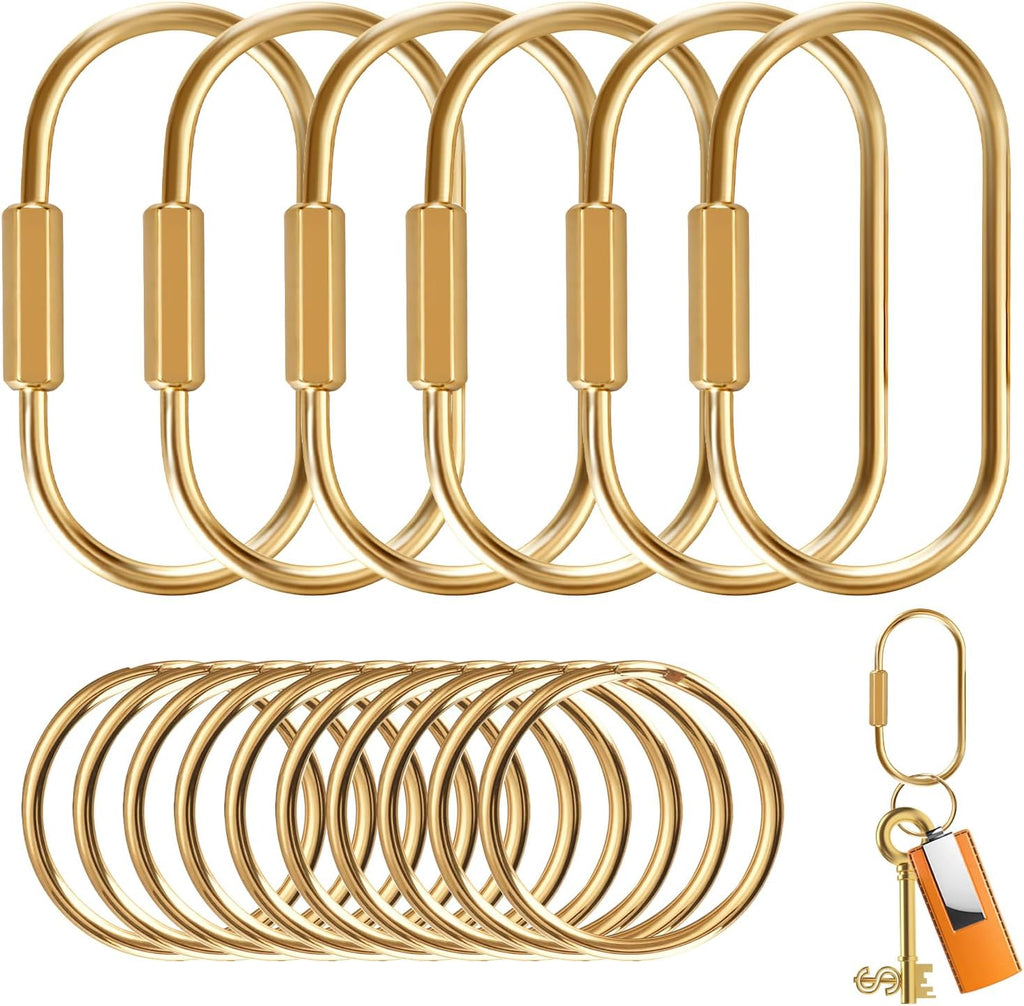 Muitcdo Brass Key Rings Bulk, Key Chain Organizer Holder for Men Women with Secure Screw Locking