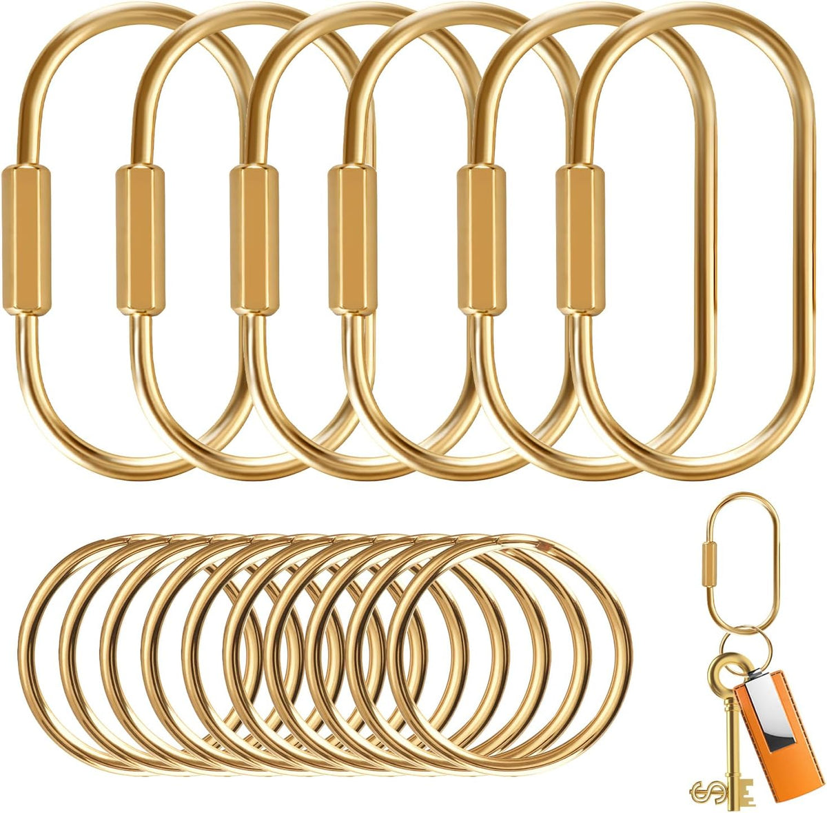 Muitcdo Brass Key Rings Bulk, Key Chain Organizer Holder for Men Women with Secure Screw Locking