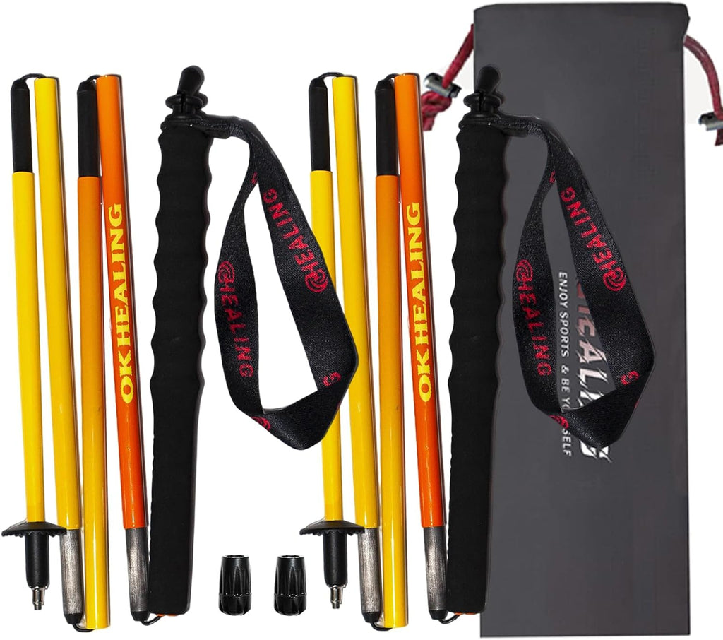 2pc High Strength 5-Section Foldable Carbon Fiber Trekking Poles - 115g/125g/130g, Compact Hiking Staff for Men & Women, Ideal for Hiking, Trekking, Mountaineering & Backpacking