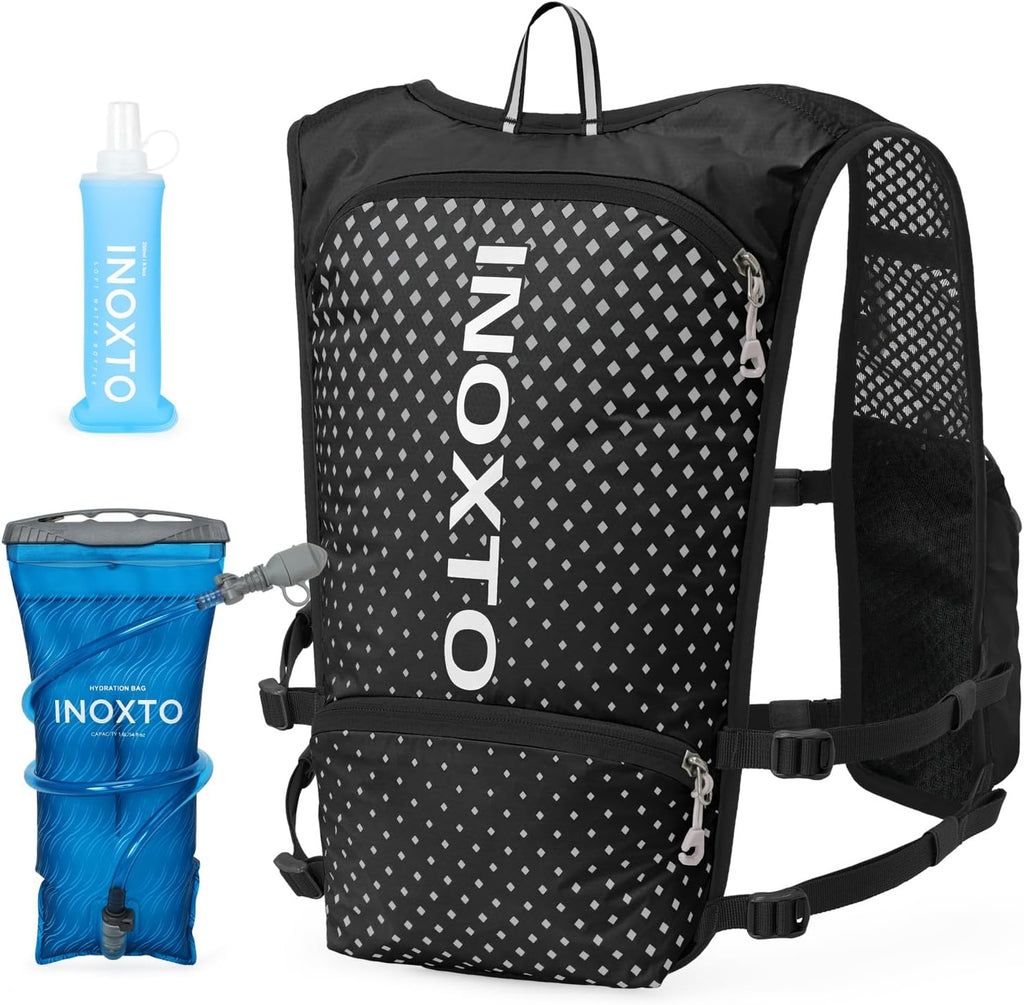 INOXTO Running Hydration Vest Backpack,Lightweight Insulated Pack with 1.5L Water Bladder Bag Daypack for Hiking Trail Running Cycling Race Marathon for Women Men