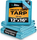 Tarps Heavy Duty Waterproof 12x16 ft, 12 mil Thick Tarp Cover with Grommets