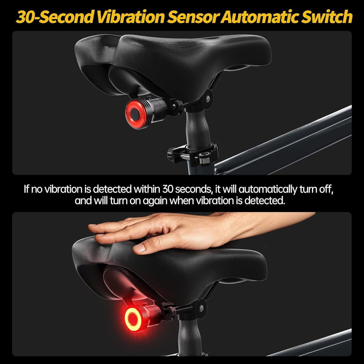 Smart Bike Tail Light, Brake Sensing, Auto On/Off, Saddle & Seatpost Mount