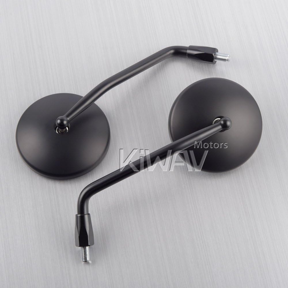 KiWAV Eclipse Mirrors Black Round Rear View Side Mirrors E-mark compatible for Triumph M10 10mm bolt-on