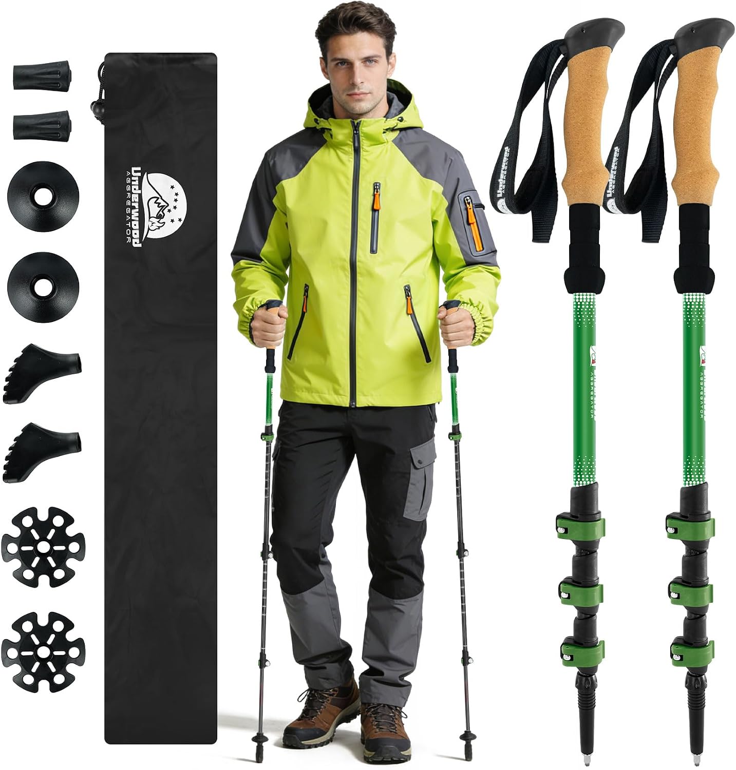 Carbon Fiber Trekking Poles for Hiking, Adjustable Cork Grip & Quick-Lock