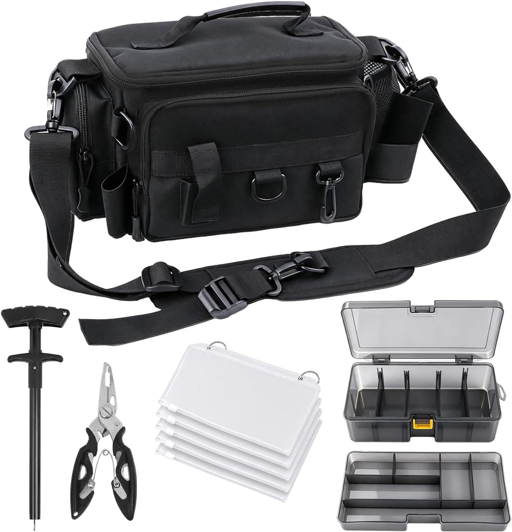 Fishing Tackle Storage Bag with Tackle Box&Tool,Gifts for Men(Grey)