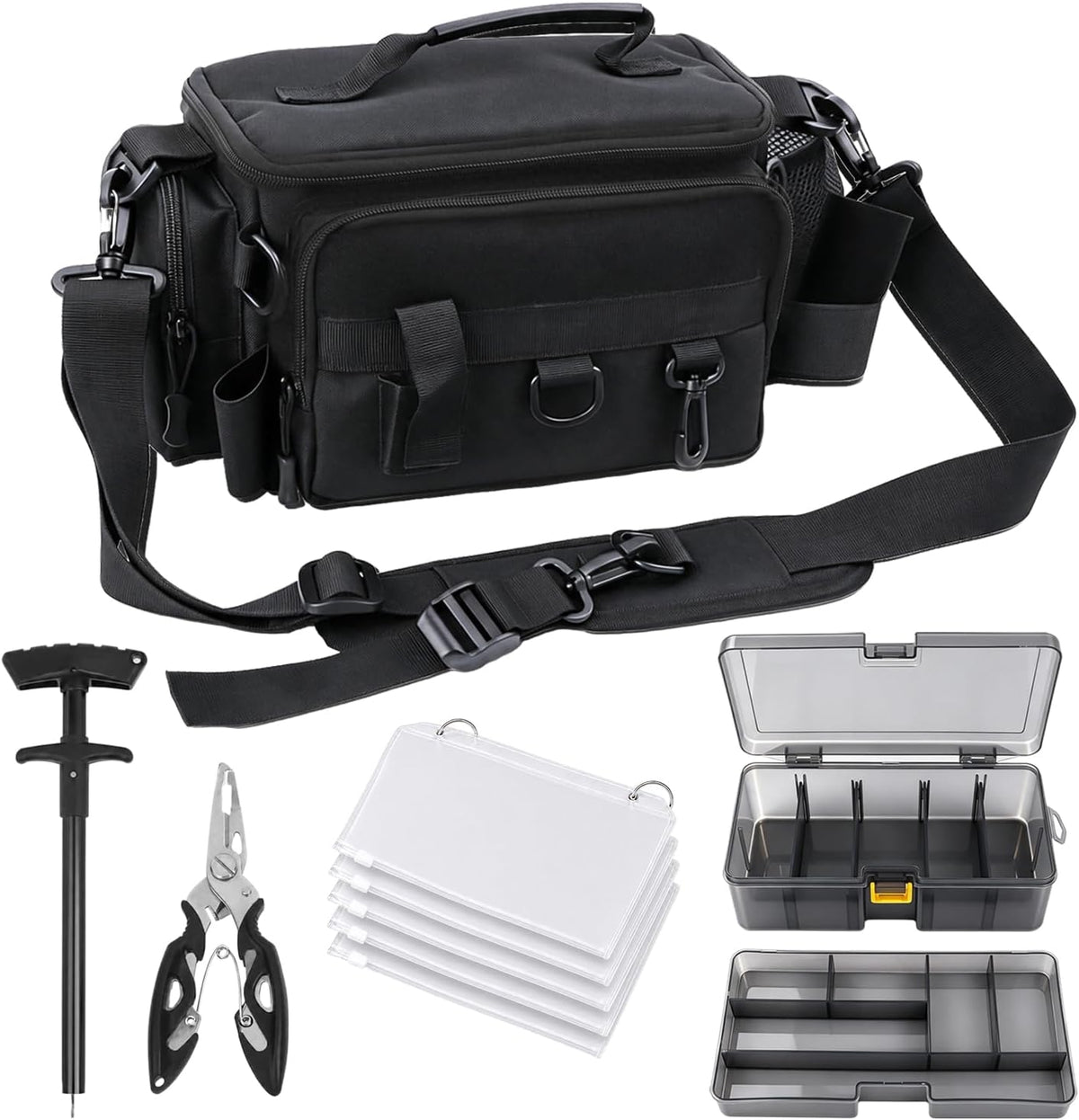 Fishing Tackle Storage Bag with Tackle Box&Tool,Gifts for Men(Grey)