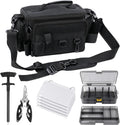 Fishing Tackle Storage Bag with Tackle Box&Tool,Gifts for Menn(Black)
