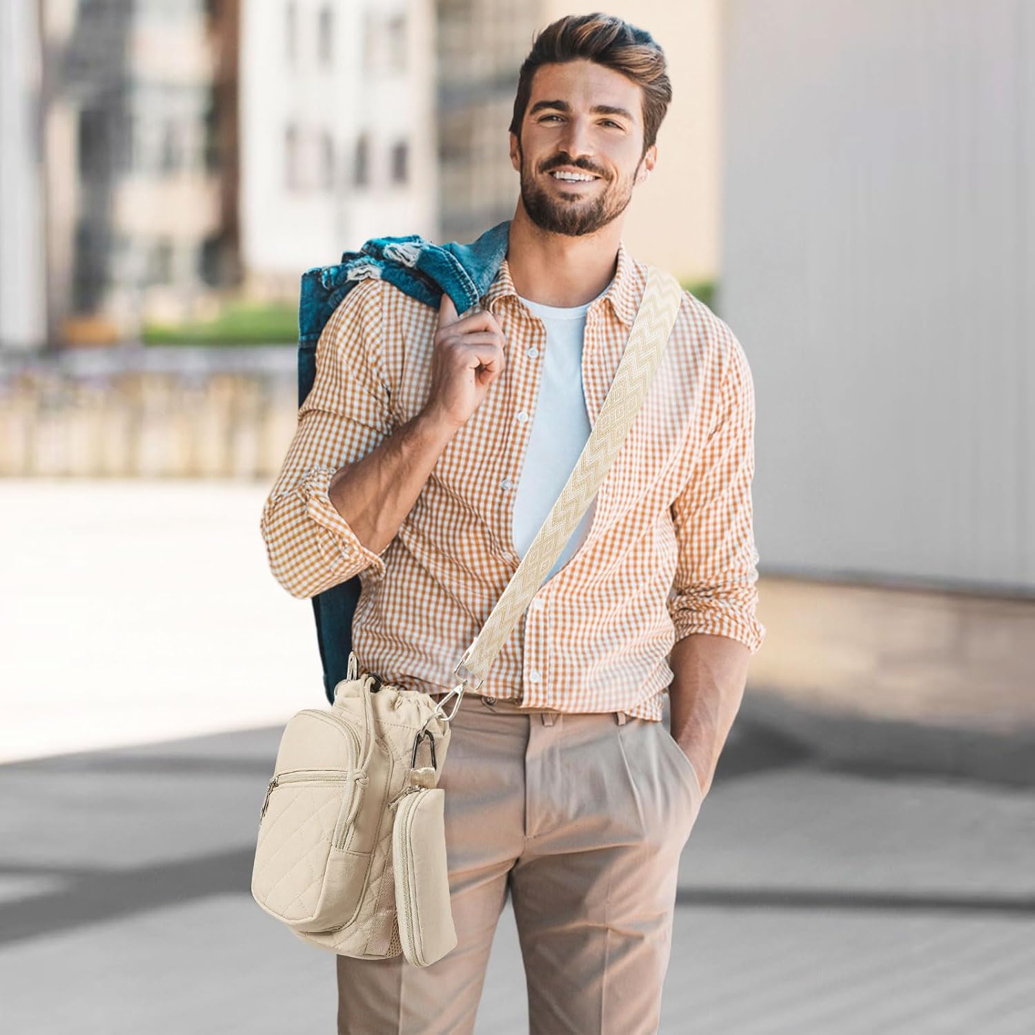 AGLOD Water Bottle Carrier Bag with Strap, Water Bottle Holder Crossbody Bags for Women Men for Walking, Hiking,Cycling