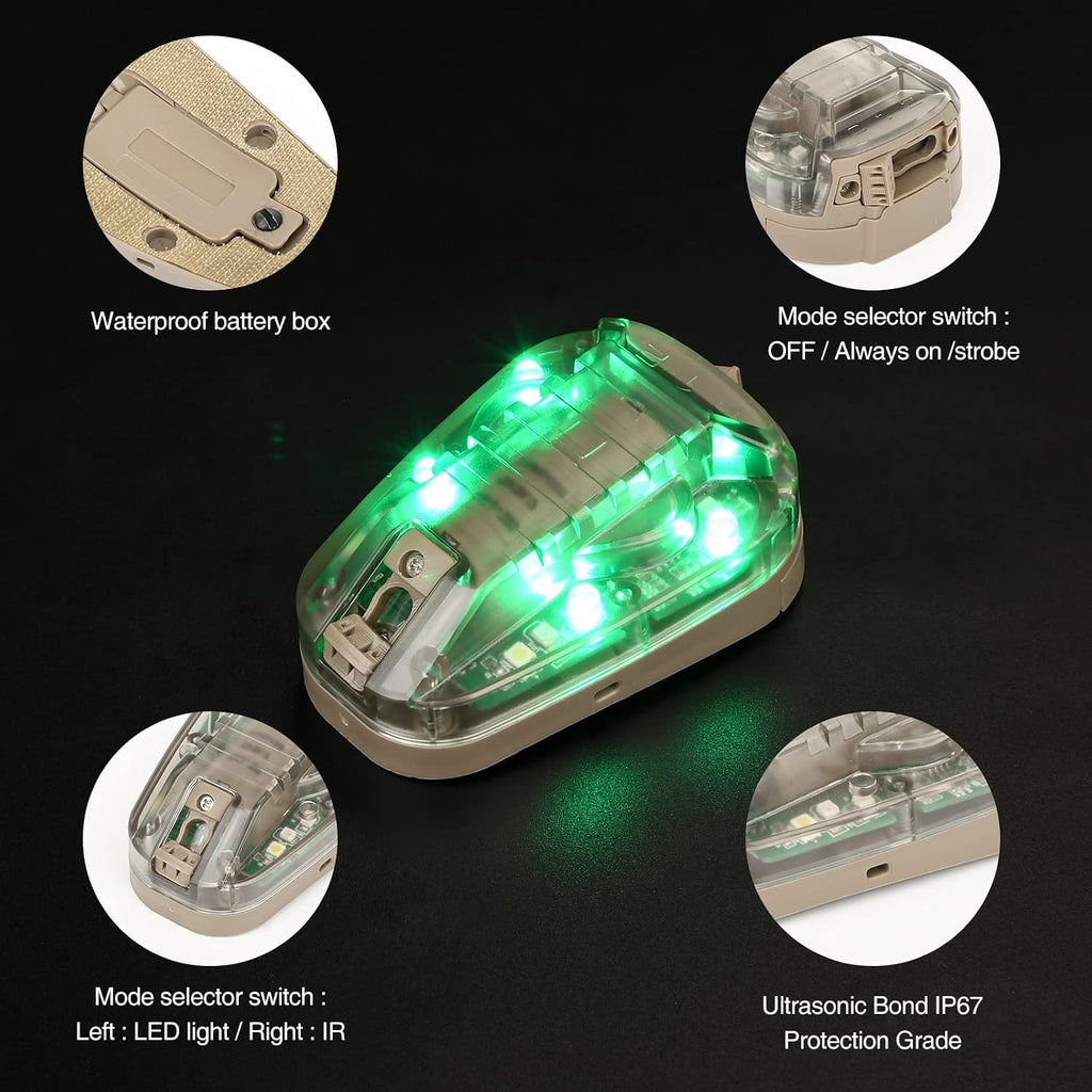 NOBUHIRO 4 Modes Tactical Helmet Light with Visible LED+IR Constant/Strobe