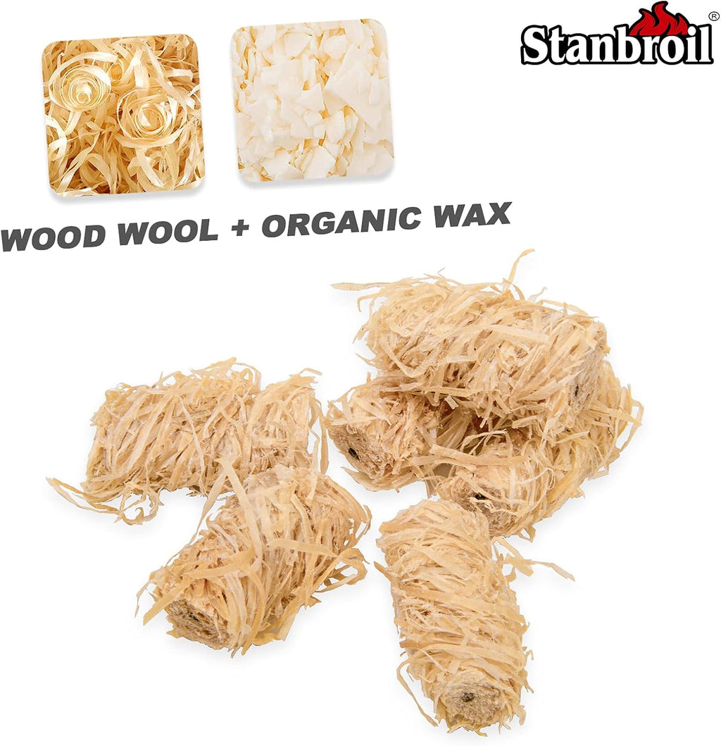 Stanbroil 108 pcs Natural Charcoal Fire Starters Super Fast Lighting