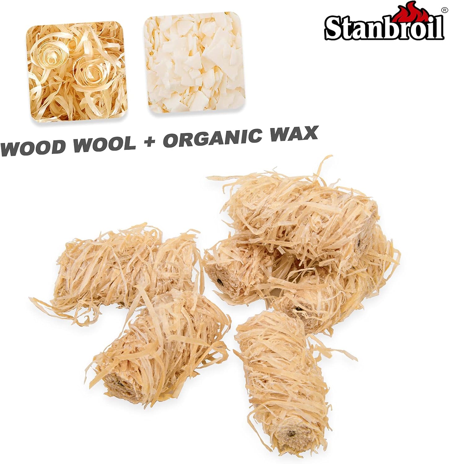 Stanbroil 108 pcs Natural Charcoal Fire Starters Super Fast Lighting