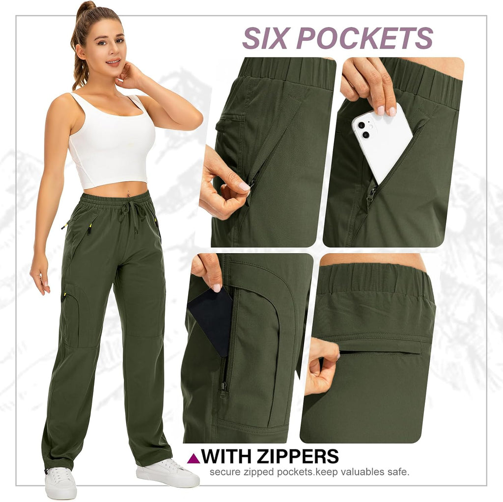 Toomett Women‘s Hiking Cargo Pants UPF 50 Quick Dry with Zipper Pockets