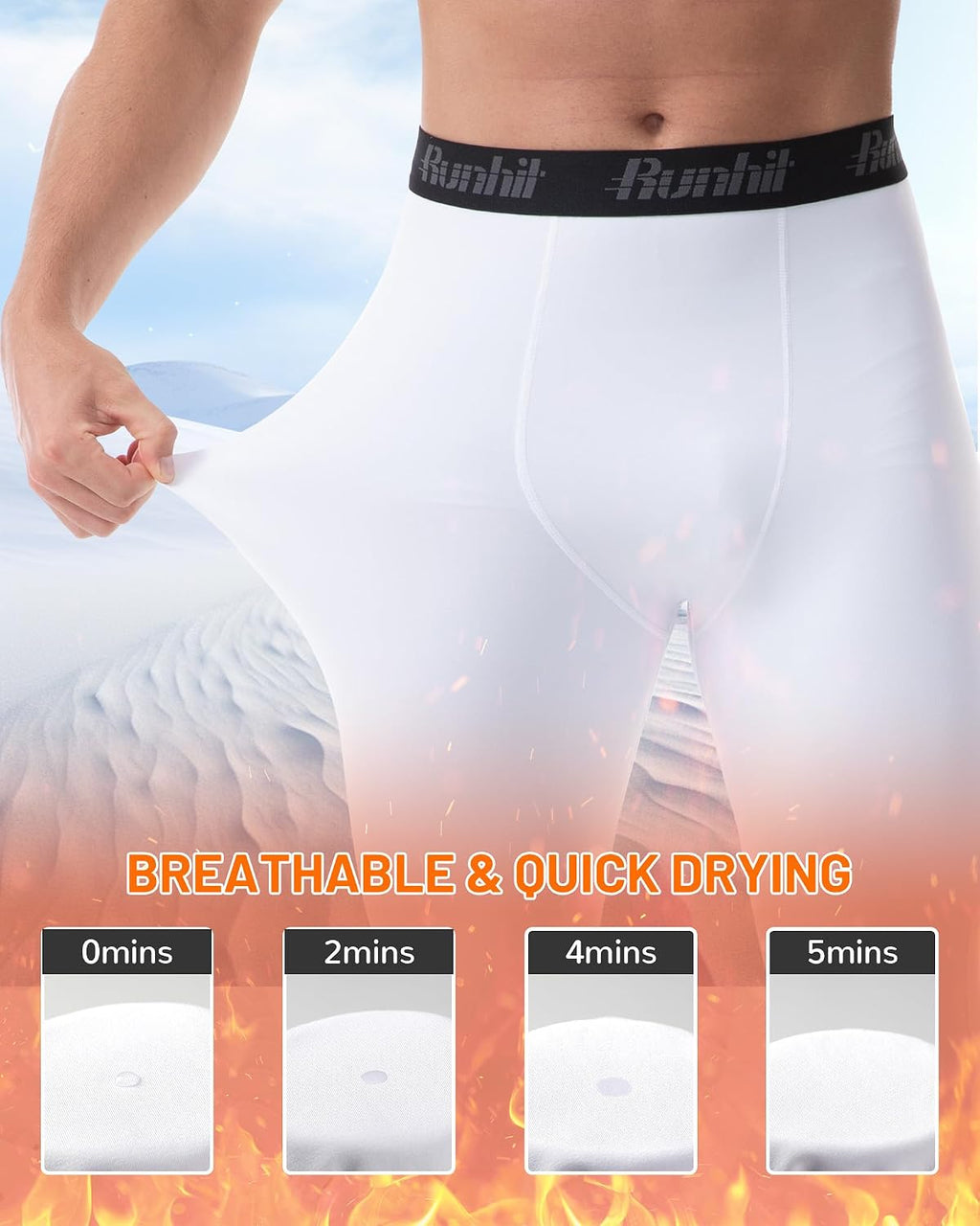 Runhit Men's Thermal Compression Pants Fleece Lined Sports Tights Athletic Leggings Base Layer Bottoms Cold Weather Gear