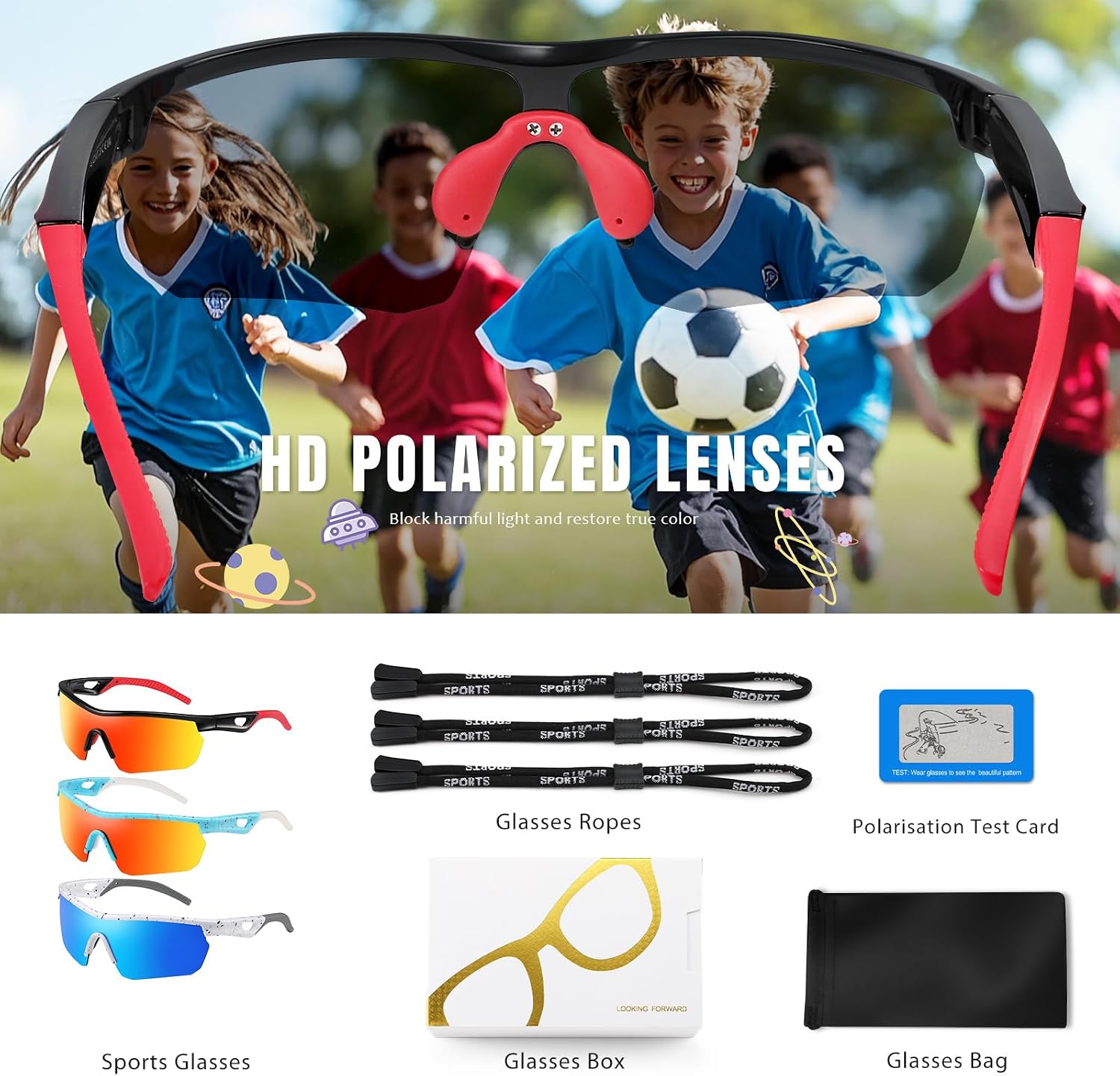 Kids Sunglasses Polarized Baseball Glasses for Boys Girls 3-12