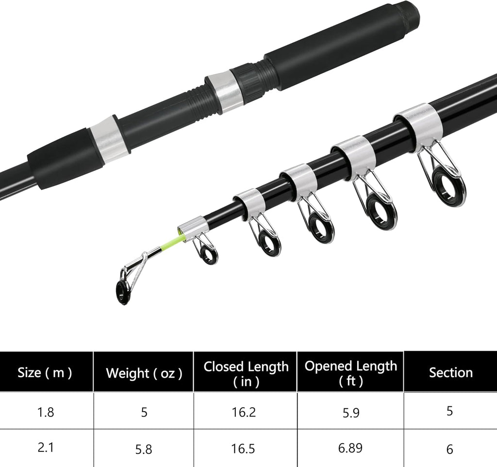 2PCS Fishing Rod and Reel Combo 6.9ft Telescopic Fishing Pole
