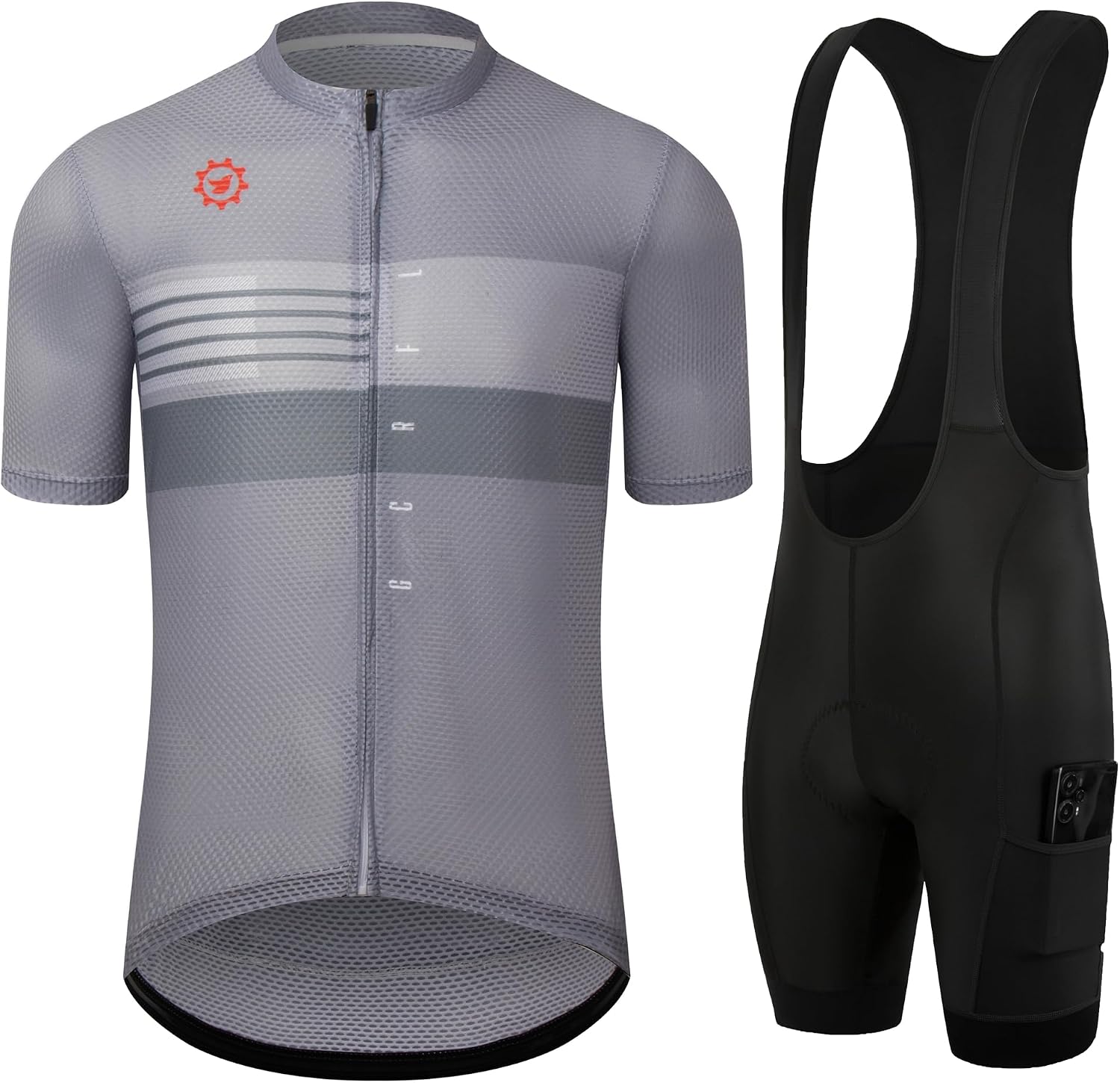 GCRFL Men's Cycling Jersey Sets Road Bike Jersey Riding Shirts Lightweight, Bib Shorts with Pockets Padded